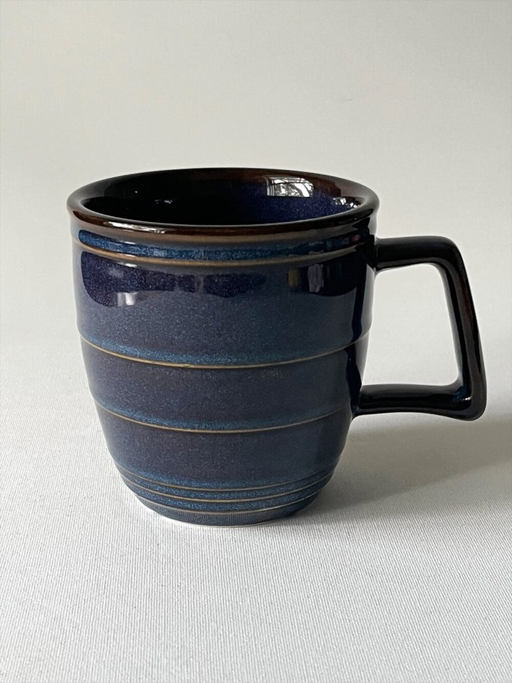 Homer Laughlin Indigo Flipside Mug Embossed Rib 14 oz Blue Coffee Mug